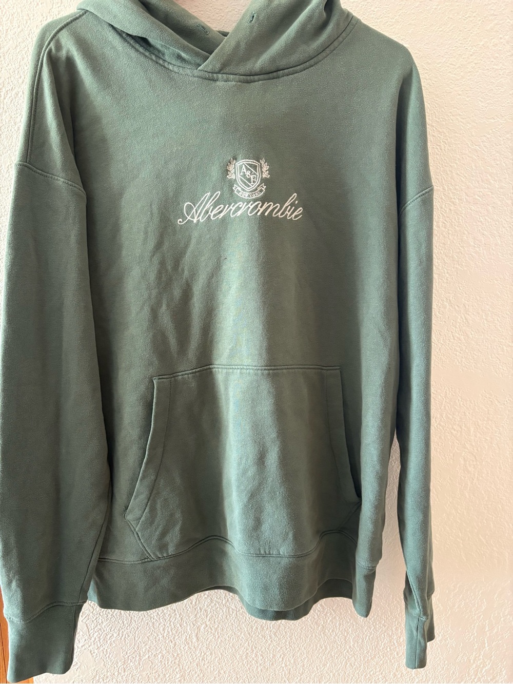 Abercrombie & Fitch Green Crewneck Hoodie with Script Logo